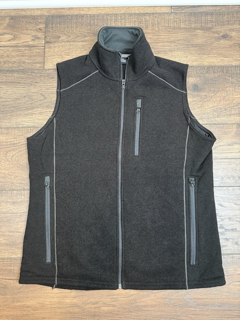 Kuhl Interceptr Vest Mens Large Black Gray Fleece Outdoor Hiking Camping Fishing